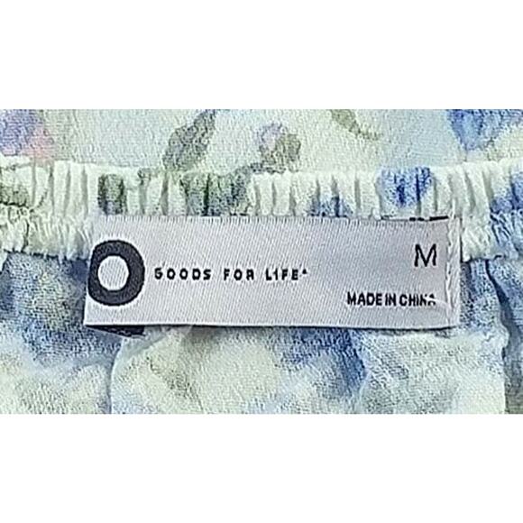 SO Goods For Life Blue Floral Ruched Peplum Waist Crop Top Size Medium NWT - Picture 4 of 8